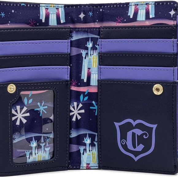 Disney Cinderella Castle Flap Wallet Vegan Leather Spacious Womens Accessory - Picture 4 of 4